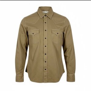 Saint Laurent Khaki Green Collared Shirt